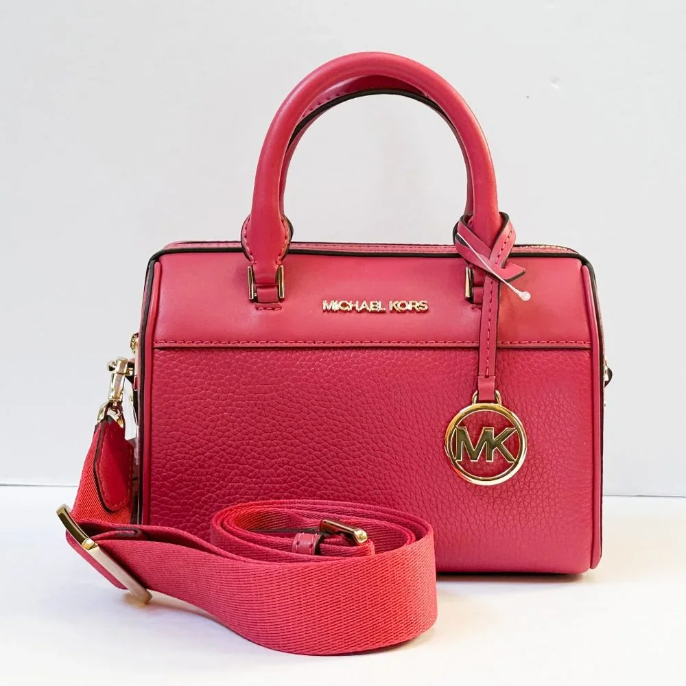 Michael Kors Travel XS Duffle Satchel Shoulder Crossbody Bag Hot Pink Carmine